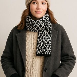 Michael Kors Black & White MK Logo Scarf